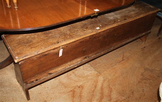 An 18th century French walnut six plank long coffer 6ft 4in.